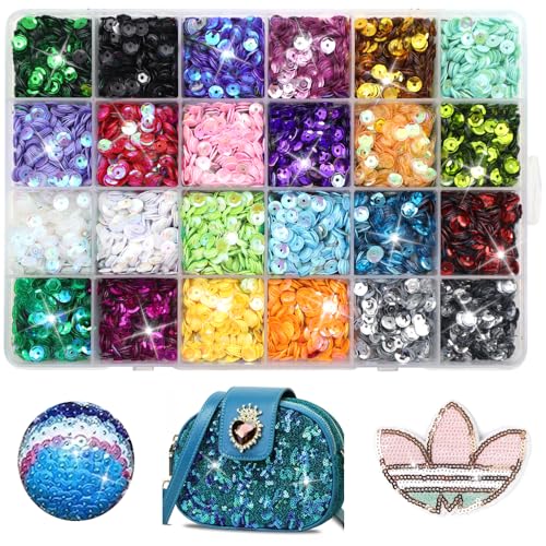 24 Farben Pailletten zum Basteln 21600 PCS Glitzer Pailletten Set mit Box 5.4MM Bunte Pailetten für Aufnähen,DIY Handwerk,Schmuck herstellung,Feiertags Dekoration 24 Farben Pailletten zum Basteln 21600 PCS Glitzer Pailletten Set mit Box 5.4MM Bunte Pailetten für Aufnähen,DIY Handwerk,Schmuck herstellung,Feiertags Dekoration von GYSRXS