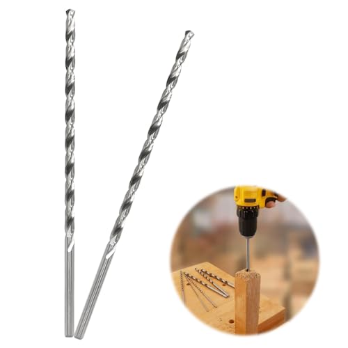 GYSRXS 200MM×6MM Lang Holzbohrer 2 Stück Extra Lange Bohrer Schnellarbeits Stahl Spiralbohrer Holz für Bohren von Holz,Aluminium und Kunststoff(Silber) von GYSRXS