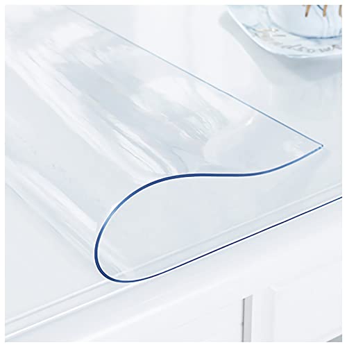 Transparent Tischfolie,Durchsichtige Tischdecke Glasklar Schutzfolie PVC Tisch Schutzfolie Abwaschbar Folie für Garten/Esszimmer/Büro,Pflegeleicht (Dicke:2mm,Größe:100x260cm/39.4x102.3in) von GYUE