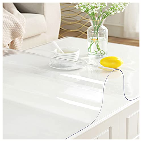 Glasklar Tischdecke Geruchlos,Folie PVC Tischfolie Tischschutz Wasserdicht öLbestäNdig Ratzfest Pflegeleicht Lebensmittelgeeignet Schutzfolie,Rechteck (Dicke:1mm,Größe:90x150cm/35.4x59in) von GYUEZX