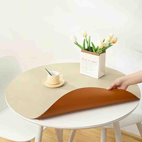 Tischdecke Kunstleder Rund，Tischmatte Lederoptik，Nordische Runde Ledertischdecke，Rundes PVC-Leder-Tischset，Tischdecke Dicke 2 Mm，Abwischbar Tischdecke，Rund Esstischauflag(C,40cm) von GYYFQH