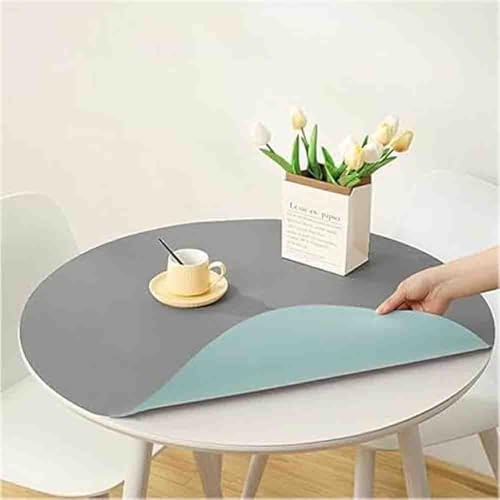Tischdecke Kunstleder Rund，Tischmatte Lederoptik，Nordische Runde Ledertischdecke，Rundes PVC-Leder-Tischset，Tischdecke Dicke 2 Mm，Abwischbar Tischdecke，Rund Esstischauflag(H,80cm) von GYYFQH