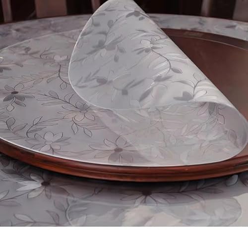 Tischfolie Rund Transparent Mit Abgeschrägte Kante,Tischfolie Transparent Rund,Tischdecke Matt,Runden wasserdichte Tischschutz (StyleC1.5mm,80cm) von GYYFQH