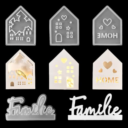 4 Stück Silikonformen Gießformen Häuser und Weihnachten Brief Familie, 3D Silikonform Haus, Gießform Haus mit Fenster, Gießformen Silikon Häuser Kerzenhalter für Kerzen Seife Gips Handwerk 4 Stück Silikonformen Gießformen Häuser und Weihnachten Brief Familie, 3D Silikonform Haus, Gießform Haus mit Fenster, Gießformen Silikon Häuser Kerzenhalter für Kerzen Seife Gips Handwerk von GYYXH