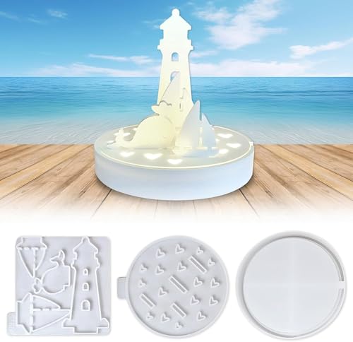 6 Stück 3D Silikonformen Gießformen Sommer, Maritim Leuchtturm Segelboot Wal für DIY 6 Stück 3D Silikonformen Gießformen Sommer, Maritim Leuchtturm Segelboot Wal für DIY von GYYXH