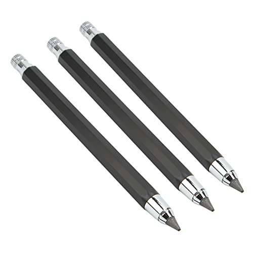 GYZOUKA 3PCS Mechanical Carpenter Bleistift 5.6mm Scribing Tool Marker Set Kit mit Integriertem Spitzer für Woodworking School Office Home (Schwarz) von GYZOUKA