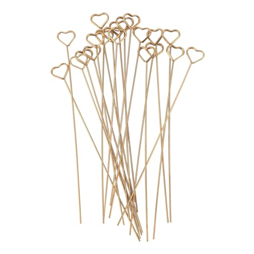 GYZOUKA 50pcs Goldene Blumenpicks Clips Foto Memo Halter Pick -Karten -Karten -Bildhalter Sticks Wiederverwendbar für Hochzeitsverlobungsparty (Herzförmig) von GYZOUKA