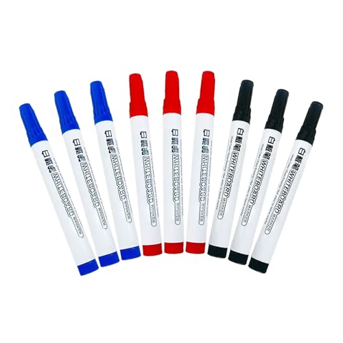 GZBABY Whiteboard-Marker, feine Spitze, trocken abwischbar, schnell trocknend, leicht zu reinigen (schwarz, blau, rot), 9 Stück von GZBABY