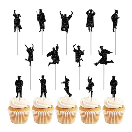 Abschlusskuchendekorationen, Kuchen -Topper -Abschluss | Kleine Abschlussfeierkuchen -Topper | Cupcake -Dekoration, Set von 14 dekorativen Picks für Vorspeisen von GZBMEZS