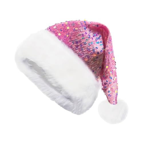 GZBMEZS Weihnachtsmütze - Pailletten Nikolausmütze mit Plüschkrempe | Kostümzubehör für Feier Bühnenaufführung Winterfest Maskerade Karneval Neujahr Photo Booth Prop von GZBMEZS