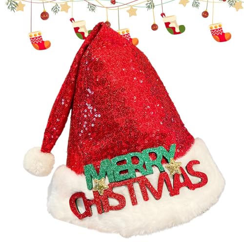 Weihnachts-Nikolausmütze, süße Weihnachtsmütze für Kinder - Weihnachtsmütze mit Pailletten, rot, Weihnachtsmütze,Holiday Decor Unisex Hirschgeweih Weihnachtsmann Weihnachtstuch für Damen und Herren Weihnachts-Nikolausmütze, süße Weihnachtsmütze für Kinder - Weihnachtsmütze mit Pailletten, rot, Weihnachtsmütze,Holiday Decor Unisex Hirschgeweih Weihnachtsmann Weihnachtstuch für Damen und Herren von GZBMEZS