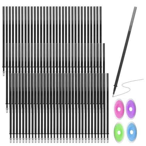 GZGXKJ 150 Stück Radierbare Ersatzminen 0,5 mm Friction Stifte Ersatzminen mit 4 Radierbare Radiergummis, Geeignet zum Zeichnen von Notizen und Skizzieren Schwarz von GZGXKJ