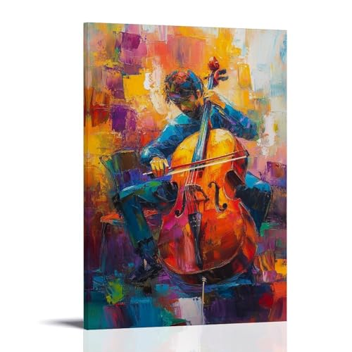 GZHJZSYY Ölgemälde mit Musikinstrumenten – Impressionistischer Cellospieler in Bewegung, verschwommener Hintergrund mit lebendiger Farbpalette, modernes Wandbild, Kunst, dekoratives Poster zum GZHJZSYY Ölgemälde mit Musikinstrumenten – Impressionistischer Cellospieler in Bewegung, verschwommener Hintergrund mit lebendiger Farbpalette, modernes Wandbild, Kunst, dekoratives Poster zum von GZHJZSYY