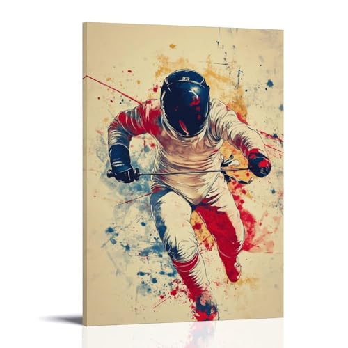 GZHJZSYY Sport-Poster – Fechten – dynamische Linienkunst mit Retro-Farbpalette, modernes Wandbild, Kunst, dekoratives Hänge-Poster, 50 x 75 cm GZHJZSYY Sport-Poster – Fechten – dynamische Linienkunst mit Retro-Farbpalette, modernes Wandbild, Kunst, dekoratives Hänge-Poster, 50 x 75 cm von GZHJZSYY