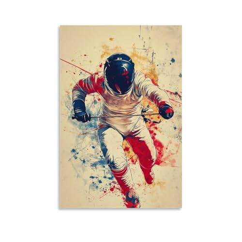 GZHJZSYY Sportposter – Fechten, dynamische Linienkunst mit Retro-Farbpalette, modernes Wandbild, Kunst, dekoratives Hängeschoster, 40 x 60 cm GZHJZSYY Sportposter – Fechten, dynamische Linienkunst mit Retro-Farbpalette, modernes Wandbild, Kunst, dekoratives Hängeschoster, 40 x 60 cm von GZHJZSYY