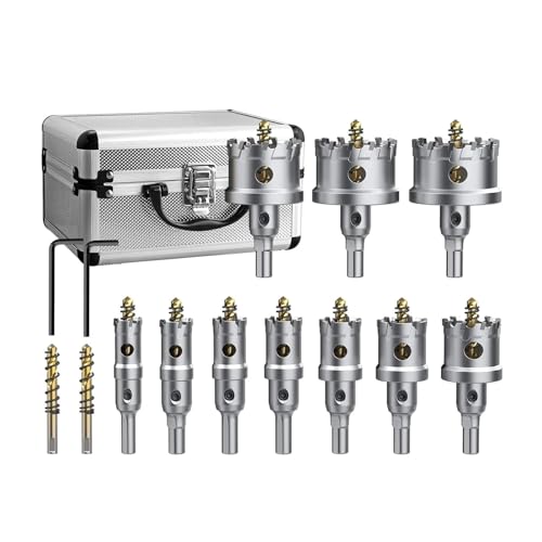 GZHXF 12-teiliges Lochsägen-Set 16–53 mm, Hartmetall for Metall/Kunststoff/Eisen, mit Bohrer und Schraubenschlüssel von GZHXF