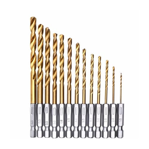 GZHXF 13-teiliges 1/4-Zoll-Sechskantbohrer-Set, Schnellarbeitsstahl-Bohrer-Set, Sechskantschaft-Bohrwerkzeuge for Holz, Kunststoff, Aluminiumlegierung, Metall GZHXF 13-teiliges 1/4-Zoll-Sechskantbohrer-Set, Schnellarbeitsstahl-Bohrer-Set, Sechskantschaft-Bohrwerkzeuge for Holz, Kunststoff, Aluminiumlegierung, Metall von GZHXF
