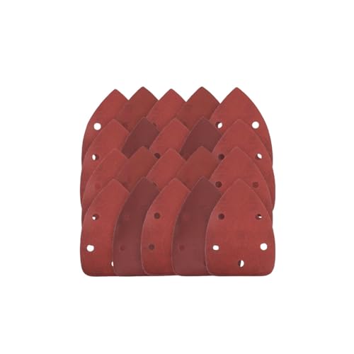 GZHXF 140 x 90 mm 5-Loch-Schleifblätter, dreieckig, rotes Schleifpapier, Klettverschluss, Körnung 40–1000, Schleifscheibe for Schleifen von Holz (20 Stück) von GZHXF