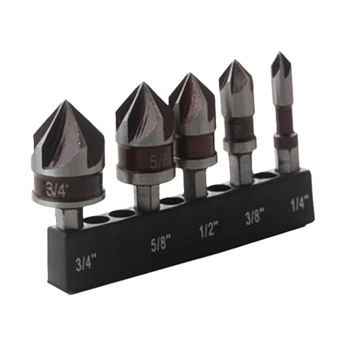 GZHXF 5-teiliges Senker-Bohrer-Set, 82 Grad, 5-Flöte, 1/4 Zoll Sechskantschaft, langweiliger Bohrer, 1/4 3/8 1/2 5/8 3/4 Zoll GZHXF 5-teiliges Senker-Bohrer-Set, 82 Grad, 5-Flöte, 1/4 Zoll Sechskantschaft, langweiliger Bohrer, 1/4 3/8 1/2 5/8 3/4 Zoll von GZHXF