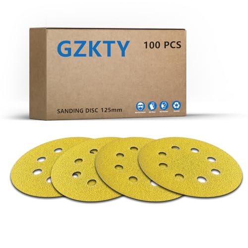 100Stk 125mm Klett Schleifpapier, Exzenter Schleifscheiben, 8-Loch Korn 240 Schleifpads, Schleifmittel Resistent gegen Zusetzen für Exzenterschleifer Schleifmaschine Poliermaschine von GZKTY