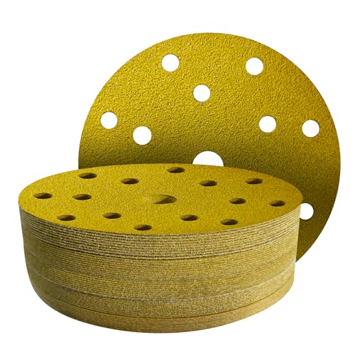 GZKTY Schleifpapier 150mm klett, Klett-Schleifscheiben, 50 Stück, 15 Loch, Körnung 80, für Exzenterschleifer von GZKTY