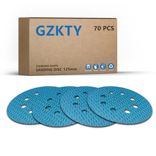 70Stk 125mm Klett Schleifpapier, Exzenter Schleifscheiben, 8-Loch Korn 40 Schleifpads, Schleifmittel Resistent gegen Zusetzen für Exzenterschleifer Schleifmaschine Poliermaschine von GZKTY