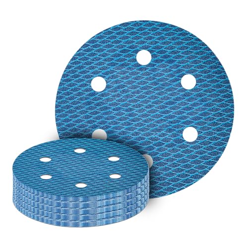 GZKTY 15Stk 225mm Klett Schleifpapier, Exzenter Schleifscheiben, 6-Loch Körnung 60 Schleifpads für Exzenterschleifer Schleifgiraffe Schleifmaschine Poliermaschine von GZKTY