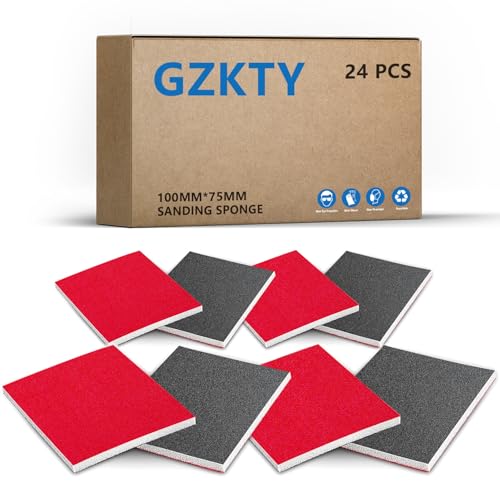 GZKTY 24 Stück Schleifschwämme Set, Nassschleifschwamm, Grit P180-P2500, Schleifblock für Autolack, Schleifschwamm für Metall, Modellbau, Lack, Holzfiguren und Holz. von GZKTY