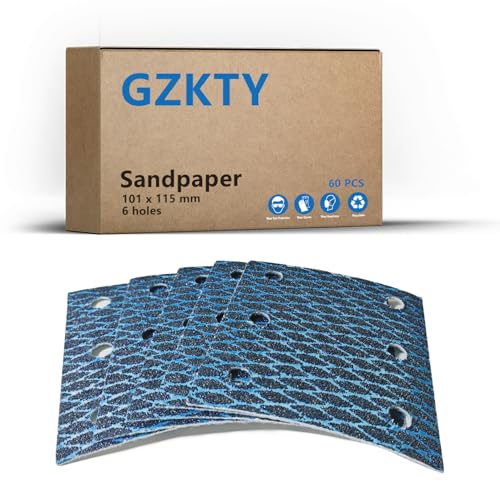 GZKTY 60 Stück Schleifpapier klett, 6 Loch, 115x101mm, Körnung 100, für DBO484Z & DBO480Z Schwingschleifer GZKTY 60 Stück Schleifpapier klett, 6 Loch, 115x101mm, Körnung 100, für DBO484Z & DBO480Z Schwingschleifer von GZKTY