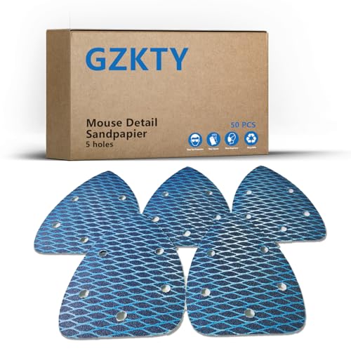GZKTY 50 Stück Schleifpapier Dreieckschleifer Set, 5-Loch Deltaschleifer Schleifpapier P40 Körnung, für Metall, Wände, Holz & Möbel – Aus Hochwertigem Aluminiumoxid von GZKTY