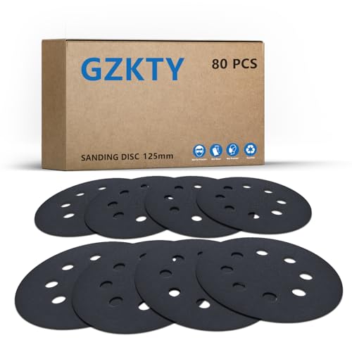 GZKTY Nassschleifpapier 125mm Klett - 80 Stück Schleifscheiben Set (600/800/1000/1200/1500/2000/3000/5000) - mit Exzenterschleifer 125mm - für Nass-/Trockenschliff auf Holz, Metall, Autolack von GZKTY
