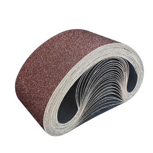 GZKTY Schleifbänder, schleifband 100 x 610 mm, Set mit 25 Stück, Körnungen (P80x5, P120x5, P150x5, P240x5, P320x5), für Bandschleifer von GZKTY