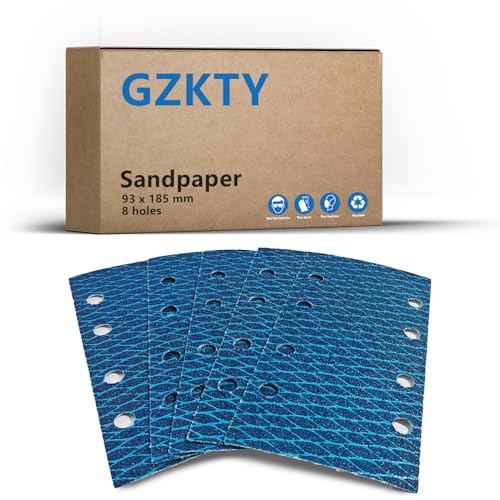 GZKTY 30tlg Schleifblatt Set 93x185 mm Klett, Körnung 40, 8 Löcher Schleifpapier für Schwingschleifer/Multischleifer - für Holz, Metall, Farbe & Kunststoff GZKTY 30tlg Schleifblatt Set 93x185 mm Klett, Körnung 40, 8 Löcher Schleifpapier für Schwingschleifer/Multischleifer - für Holz, Metall, Farbe & Kunststoff von GZKTY