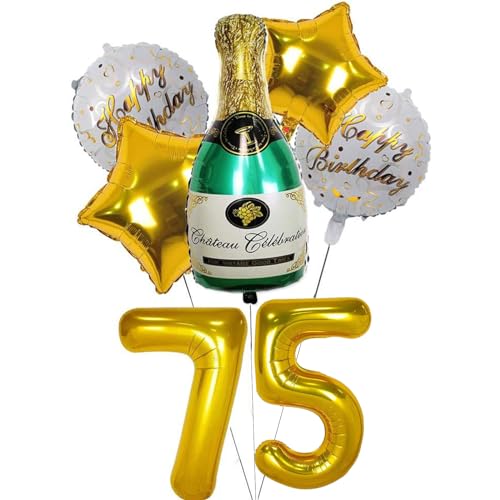 „GZLCWL Luftballons zum 75. Geburtstag, golden, 101,6 cm, Zahl 75 Luftballon, 75. Jahrestag Luftballons, Ziffer 75 Heliumballons für Hochzeits-/Geburtstagsdekoration, Party-Dekoration von GZLCWL