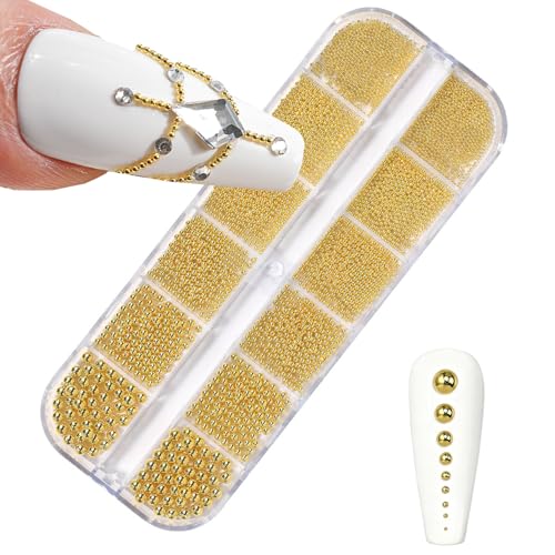 GZMAYUEN Gold Nagelperlen Metall Kaviar Perlen, 3D Gemischte Größen Nail Art Strasssteine Charms Nagelkaviar Nagel Art Dekor GZMAYUEN Gold Nagelperlen Metall Kaviar Perlen, 3D Gemischte Größen Nail Art Strasssteine Charms Nagelkaviar Nagel Art Dekor von GZMAYUEN