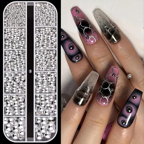 GZMAYUEN Silber Halbperlen für Nägel, Silber Nagel Gems Steine, 3D Flatback Perlen Schmucksteine Goldperlen für Nageldesign GZMAYUEN Silber Halbperlen für Nägel, Silber Nagel Gems Steine, 3D Flatback Perlen Schmucksteine Goldperlen für Nageldesign von GZMAYUEN