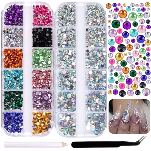 GZMAYUEN Strasssteine Nägel Set, Mehrfarbig Glitzersteine Steine für Nägel, AB Nail Rhinestones für Nagelkunst, mit Pick Up Pinzette und Strass Picking Pen GZMAYUEN Strasssteine Nägel Set, Mehrfarbig Glitzersteine Steine für Nägel, AB Nail Rhinestones für Nagelkunst, mit Pick Up Pinzette und Strass Picking Pen von GZMAYUEN