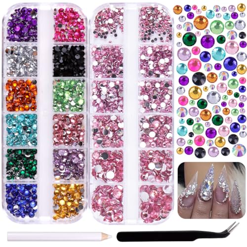 GZMAYUEN Strasssteine Nägel Set, Mehrfarbig Glitzersteine Steine für Nägel, Rosa Nail Rhinestones für Nagelkunst, mit Pick Up Pinzette und Strass Picking Pen GZMAYUEN Strasssteine Nägel Set, Mehrfarbig Glitzersteine Steine für Nägel, Rosa Nail Rhinestones für Nagelkunst, mit Pick Up Pinzette und Strass Picking Pen von GZMAYUEN