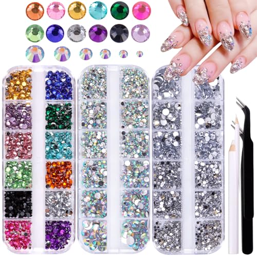 GZMAYUEN Strasssteine Nägel Set, Mehrfarbig Glitzersteine Steine für Nägel, Silber + AB Nail Rhinestones für Nagelkunst, mit Pick Up Pinzette und Strass Picking Pen GZMAYUEN Strasssteine Nägel Set, Mehrfarbig Glitzersteine Steine für Nägel, Silber + AB Nail Rhinestones für Nagelkunst, mit Pick Up Pinzette und Strass Picking Pen von GZMAYUEN