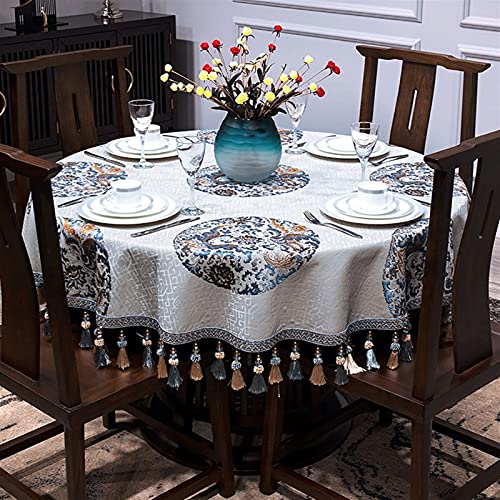 GZSLKSCD Große runde Tischdecke, dick, für Hochzeiten, Restaurants, Partys, Tischdecke aus Baumwollleinen, Garten, Tischdekoration (grau, Durchmesser 120 cm) von GZSLKSCD