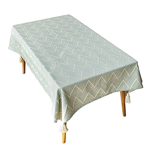 GZSLKSCD Rechteckige Tischdecken, rechteckige Tischdecke aus Baumwollleinen mit Quaste, Tischdecke für Küchen- und Esszimmerpartys (grün, 65 x 65 cm) von GZSLKSCD