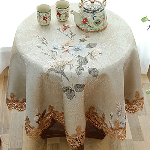 GZSLKSCD Rechteckige Tischdecken für das Esszimmer zu Hause, Tischdecken aus Baumwollleinen für die Dekoration von Küchen- und Esszimmertischen (Beige, Durchmesser 140 cm) von GZSLKSCD