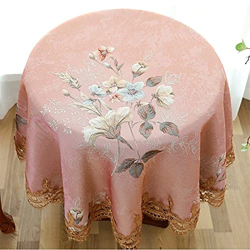GZSLKSCD Rechteckige Tischdecken für das Esszimmer zu Hause, Tischdecken aus Baumwollleinen für die Tischdekoration in der Küche (Rosa, Durchmesser 180 cm) von GZSLKSCD