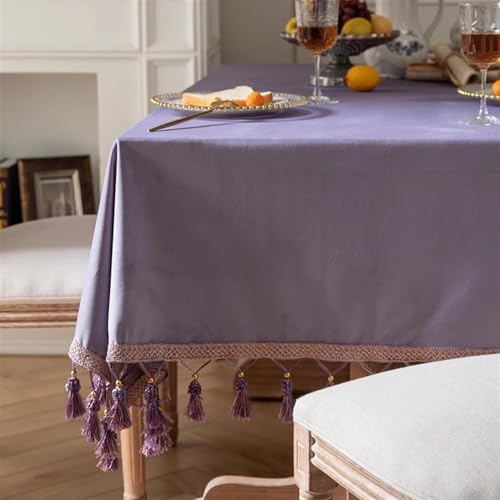 GZSLKSCD Samttischdecke mit Quasten – waschbare Tischdecke für Hochzeiten, Partys, Küchen und Esszimmer – rechteckig 89,9 x 135,4 cm (lila 149,1 x 210,9 cm Rechteck) von GZSLKSCD
