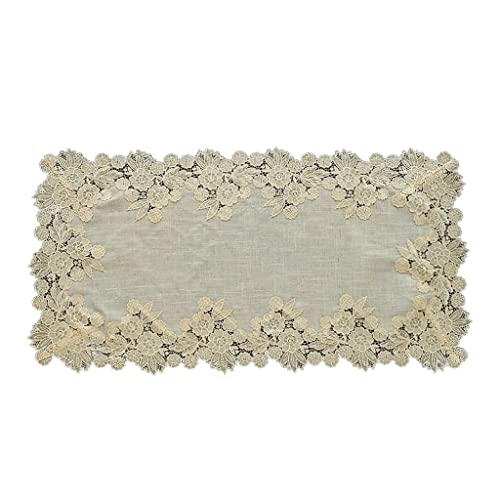 GZSLKSCD Tischdecke, schlicht, modern, reinweiß, Leinen, Baumwolle, Spitze, rechteckig, für den Couchtisch, Tischdekoration, Frühling/Sommer/Party/Picknick (B 65 x 180 cm) von GZSLKSCD