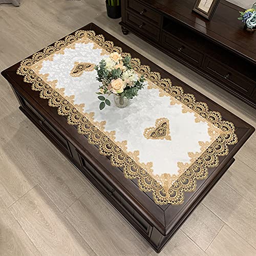 GZSLKSCD Tischdecke mit Blumenspitze, rechteckig, europäisch Bestickt, für Kaffeetisch (Hm51g, 50 x 100 cm) von GZSLKSCD