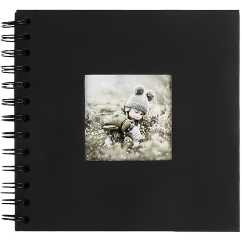 GZSYWZ Fotoalbum zum Selbstgestalten - 17x17cm DIY Scrapbook 20 Blätter(40 Seiten) Schwarze Seiten Fotobuch zum Einkleben, Fotobücher Kraftpapier Spiralalbum für Baby Geburtstag Jahrestag Hochzeit von GZSYWZ