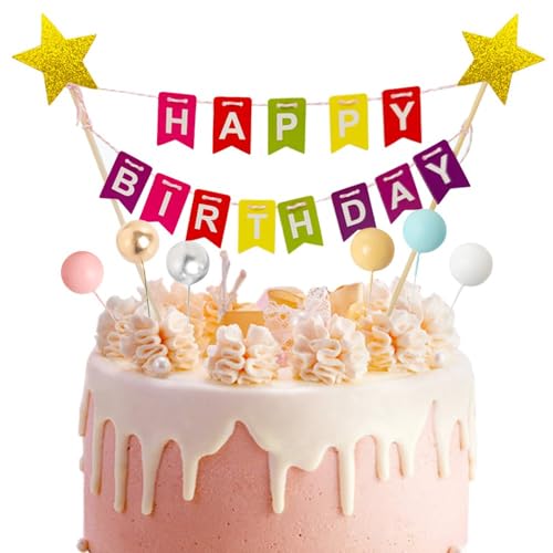 GZSYWZ Kuchen Topper Bunting Set - Alles Gute zum Geburtstag Tortendeko Happy Birthday Tortendeko Banner Bunt Mini-Ballonstäbe Tortendekoration für Kinder Mädchen Junge GZSYWZ Kuchen Topper Bunting Set - Alles Gute zum Geburtstag Tortendeko Happy Birthday Tortendeko Banner Bunt Mini-Ballonstäbe Tortendekoration für Kinder Mädchen Junge von GZSYWZ