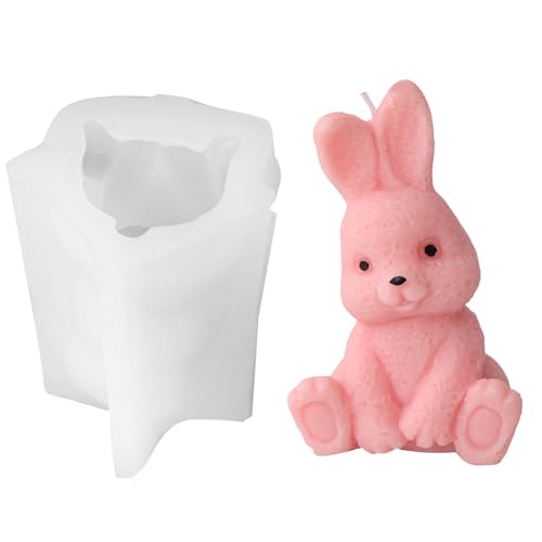 3D Osterhase Silikonform Kerzenhalter, Ostern Kaninchen Silikonformen Gießformen, Kaninchen Gießformen Silikon, Silikonform Hase, Silikonform Ostern für Schokolade, Seife, Ostergeschenke (A1) von GZWY