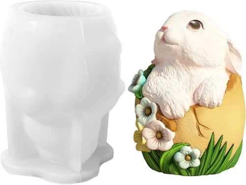 3D Osterhase Silikonform Kerzenhalter, Ostern Kaninchen Silikonformen Gießformen, Kaninchen Gießformen Silikon, Silikonform Hase, Silikonform Ostern für Schokolade, Seife, Ostergeschenke (B1) von GZWY